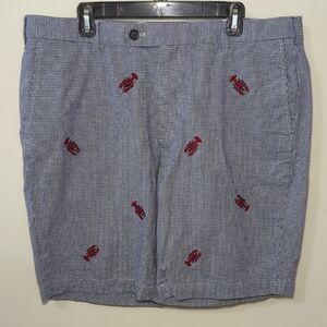 Brooks Brothers Lobster Bermuda Shorts Blue White Checkered Cotton Men's Size 40